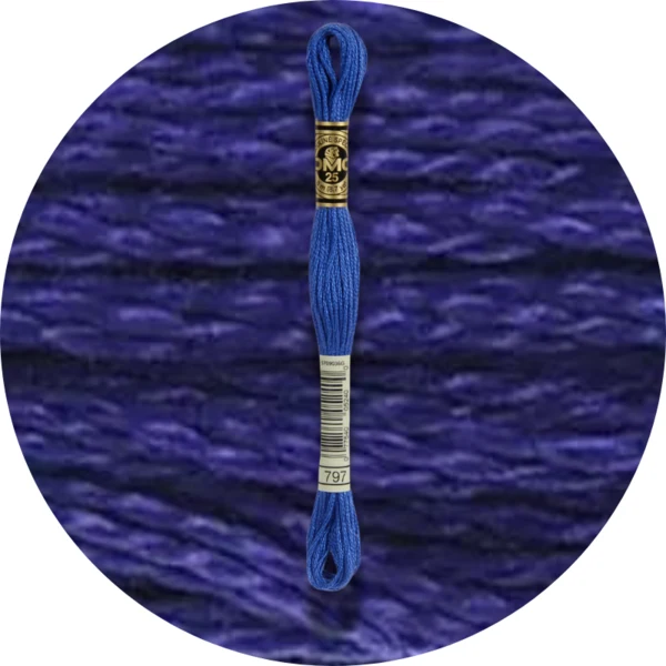DMC Mouliné Spécial 25 Broderigarn, Ensfarvet, Blå/Lilla nuancer